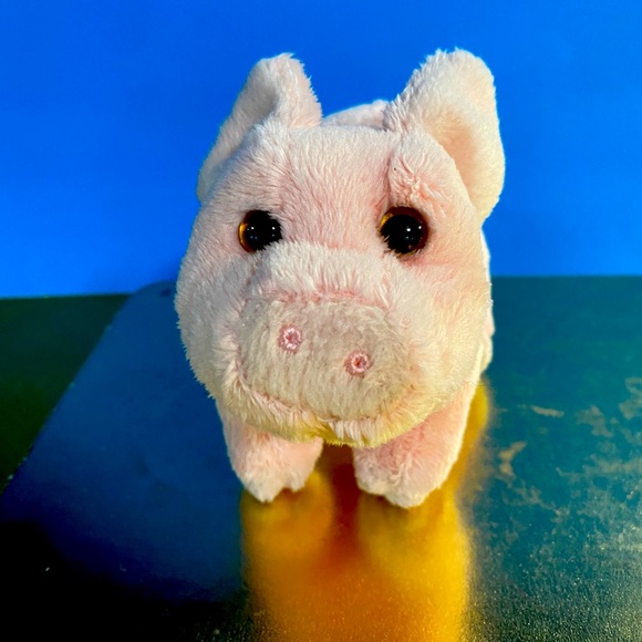 DOUGLAS CUDDLE TOYS BUTTONS THE PINK PIG PLUSH w/PLASTIC EYES AND CURLY TAIL 6” - Picture 5 of 9